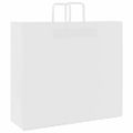 vidaXL Papierové tašky 50 ks s rúčkami, biele, 54x15x49 cm