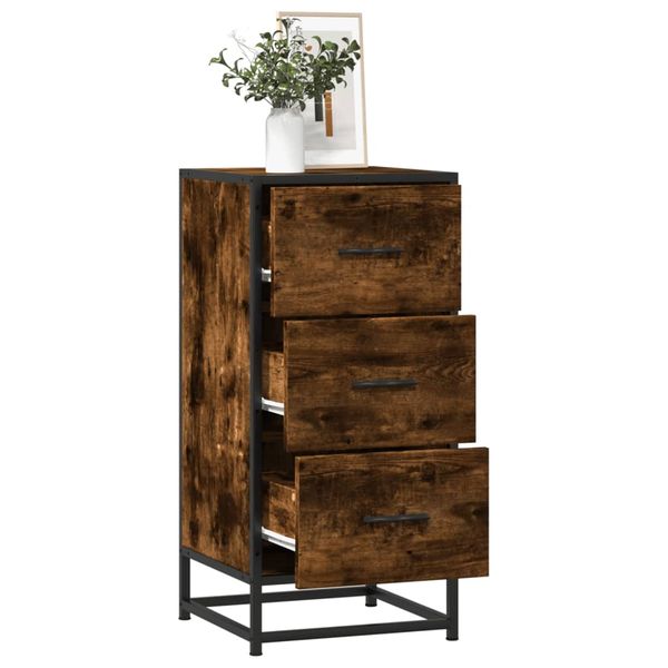 vidaXL Komoda dymový dub 35,5x35x76 cm kompozitné drevo a kov