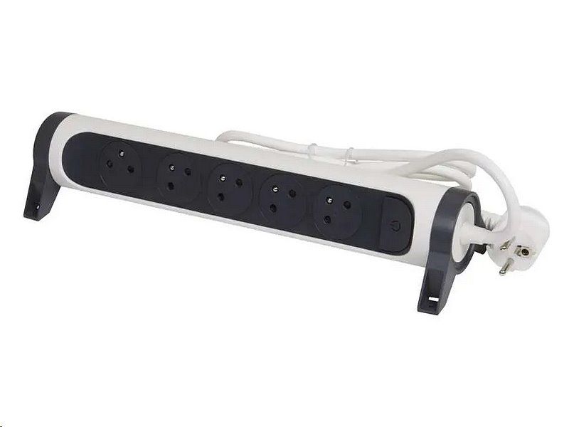 Prodlužovací kabel Legrand L049450 / 1,5 m / 5 zásuvek / s vypínačom / biela-čierna / PVC / 1 mm2