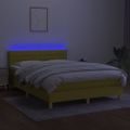 vidaXL Posteľ boxsping s matracom a LED zelená 140x190 cm látka