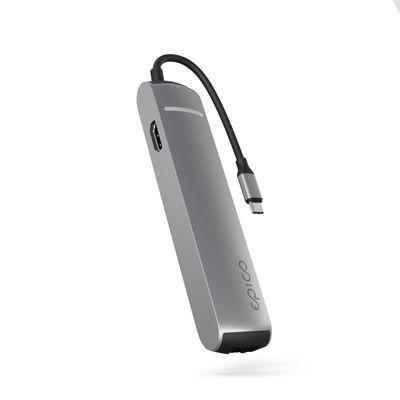 Epico 6v1 Slim Hub 8K s USB-C konektorom - sivá