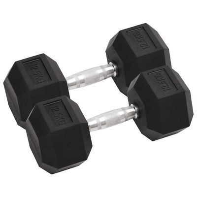 vidaXL Jednoručné činky 2 ks 25 kg celkové liatina