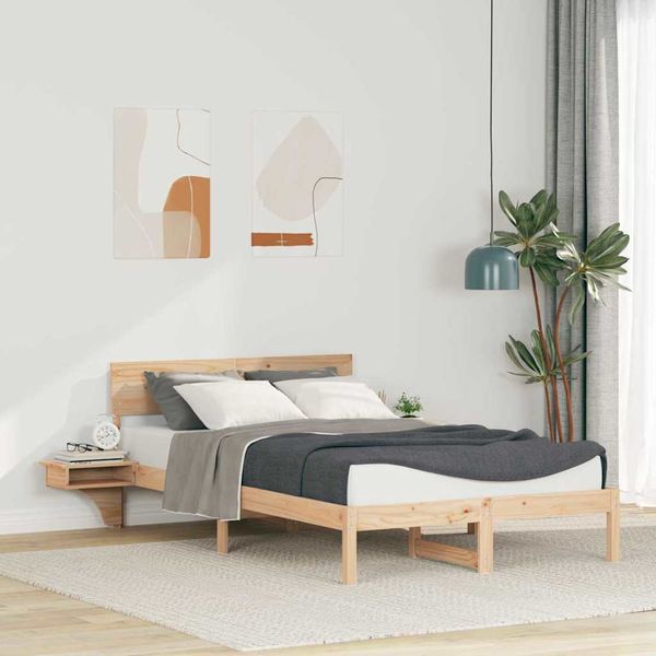 vidaXL Rám postele Hnedá 120 x 190 cm Masívne borovicové drevo