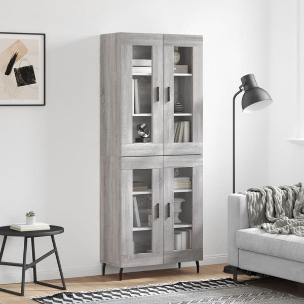 vidaXL Vysoká skrinka sivý dub sonoma 69,5x34x180 cm spracované drevo