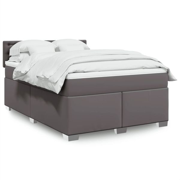 vidaXL Boxspring posteľ s matracom sivá 160x200 cm umelá koža