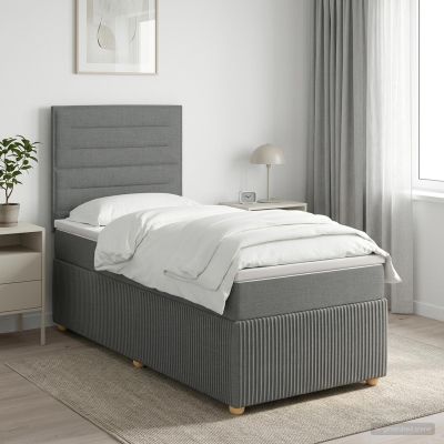 vidaXL LED boxspring posteľ s matracom Tmavosivá 100 x 200 cm Látka
