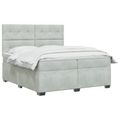 vidaXL Posteľ boxspring s matracom Svetlosivá 200 x 200 cm Zamat