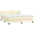 vidaXL Boxspring posteľ s matracom a LED krémová 160x200 cm umelá koža