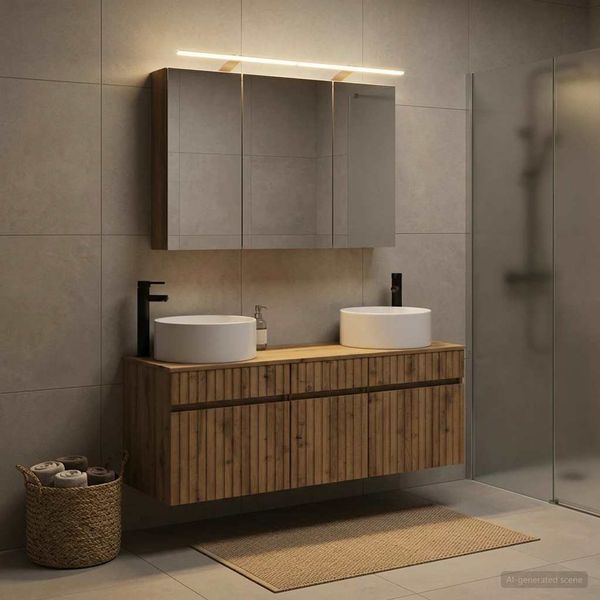 vidaXL Set kabinetov do kúpeľne 4 pcs Dub artisan 100 x 14,5 x 70 cm