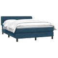 vidaXL Posteľný rám boxsping s matracom tmavomodrý 140x210 cm zamat