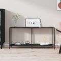 vidaXL Konzolový stolík čierny 160x35x75,5 cm tvrdené sklo