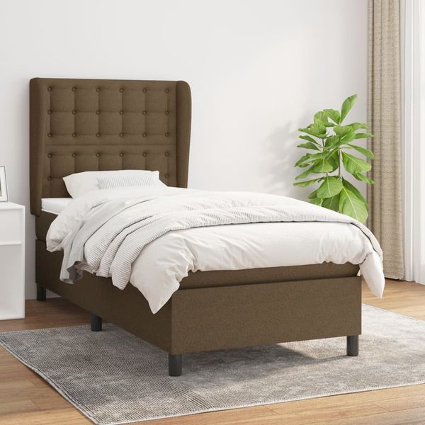 vidaXL Posteľný rám boxsping s matracom hnedý 90x200 cm látka