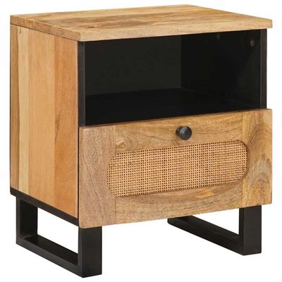 vidaXL Nočný stolík Prírodná 40 x 33 x 46 cm Masívne mango drevo