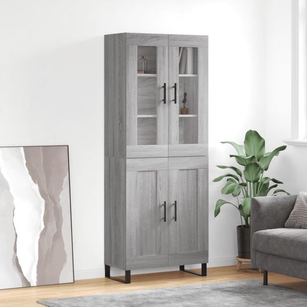 vidaXL Vysoká skrinka sivý dub sonoma 69,5x34x180 cm spracované drevo