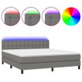 vidaXL Posteľ boxsping s matracom a LED tmavosivá 160x200 cm látka