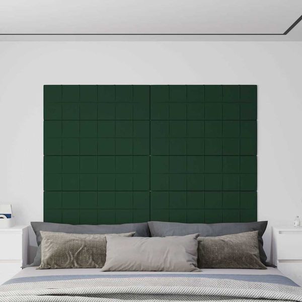 vidaXL Nástenné panely 12 ks tmavozelené 90x30 cm látka 3,24 m²
