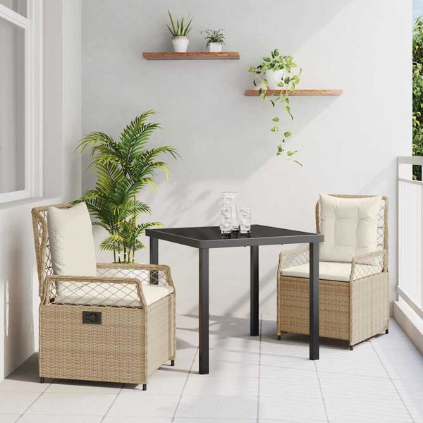 vidaXL Záhradný jedálenský set 3 pcs Bežová a smotanovo biela