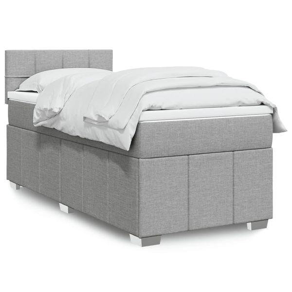 vidaXL Posteľný rám boxsping s matracom bledosivý 90x190 cm látka