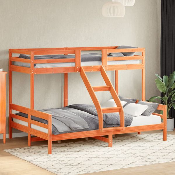 vidaXL Poschodová posteľ 90x200/140x200 cm voskovohnedá masív.borovica