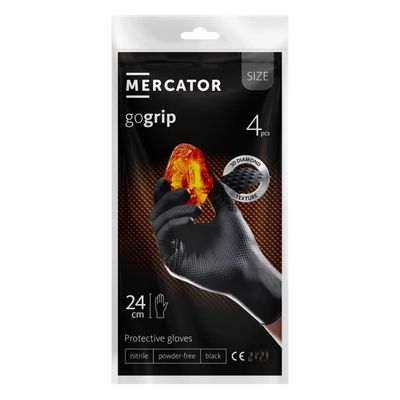 Nitrilové rukavice MERCATOR GoGrip ČERNÉ 4ks L