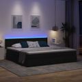vidaXL LED úložná posteľ s matracom Čierna 200 x 200 cm Látka