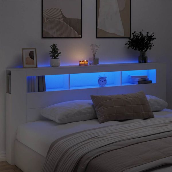 vidaXL Čelo s LED biele 220x18,5x103,5 cm kompozitné drevo