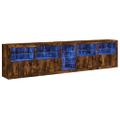 vidaXL Komoda s LED svetlami dymový dub 283x37x67 cm