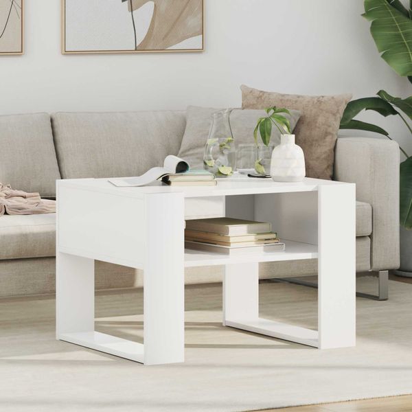 vidaXL Konferenčný stolík Biela 66 x 53 x 45 cm Kompozitné drevo