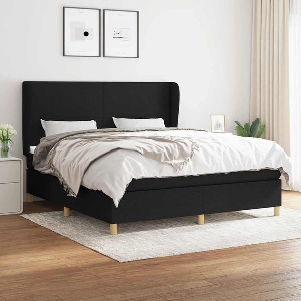 vidaXL Posteľný rám boxspring s matracom čierny 160x200 cm látka