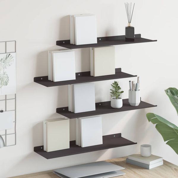 vidaXL Závesná polica Nástenná montáž 4 ks Čierny 60 x 18 x 2,5 cm