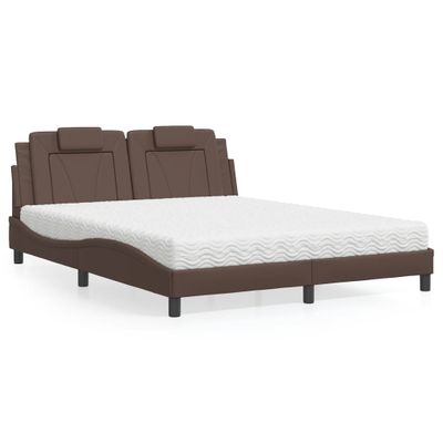 vidaXL Posteľ Viana s matracom hnedá 160x200 cm umelá koža