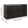 vidaXL Ohrada na tri odpadkové koše čierna 207x80x117 cm polyratan