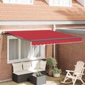 vidaXL Sklopná markíza Červená 350 x 250 cm Polyester a hliník