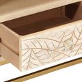 vidaXL TV skrinka 110x30x40 cm, mangový masív a železo
