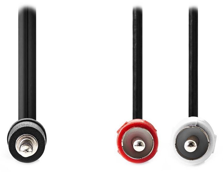 NEDIS redukčný stereo audio kábel s jackom/ zástrčka 3,5 mm - 2x zástrčka RCA/ čierny/ bulk/ 2m Kábel, stereo audio, prepojovací, zástrčka jack 3,5mm - 2× zástrčka RCA (Cinch), čierny, 2m