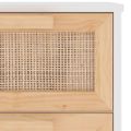 vidaXL Komoda biela 40x30x90 cm masívna borovica a prírodný ratan