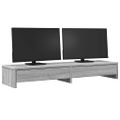 vidaXL Stojan na monitor zásuvky sivý dub sonoma 100x27x15cm borovica