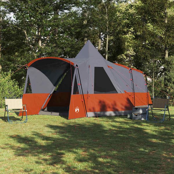 vidaXL Teepee stan pre 8 osôb Šedá a oranžová 720 x 465 x 295 cm