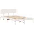 vidaXL Rám postele Biela 135 x 190 cm Masívne borovicové drevo