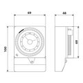 Hodiny spínacie ORBIS MINI QRD, analogové, denné, 100x69 mm, so zálohou, bielé, na PANEL/lištu