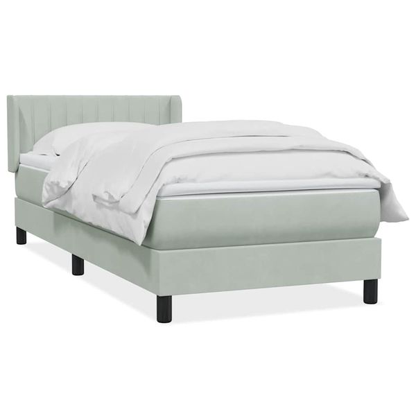 vidaXL Posteľný rám boxsping s matracom bledosivý 90x220 cm zamat