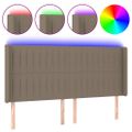 vidaXL Čelo postele s LED sivohnedé 183x16x118/128 cm látka