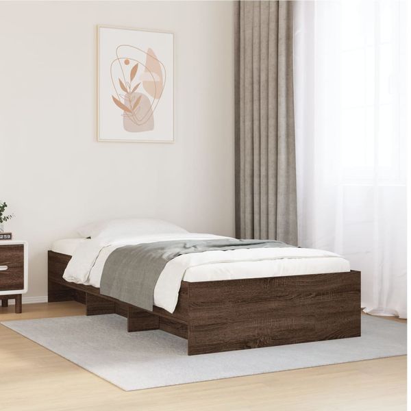 vidaXL Posteľný rám bez matraca hnedý dub 90x190 cm kompozitné drevo