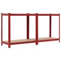vidaXL Skladovacie regály 2 ks, červené 80x40x160 cm, oceľ a MDF