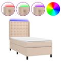 vidaXL Boxspring posteľ matrac a LED kapučínová 100x200 cm umelá koža