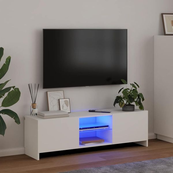 vidaXL TV skrinka s LED svetlami biela 120x30x36 cm