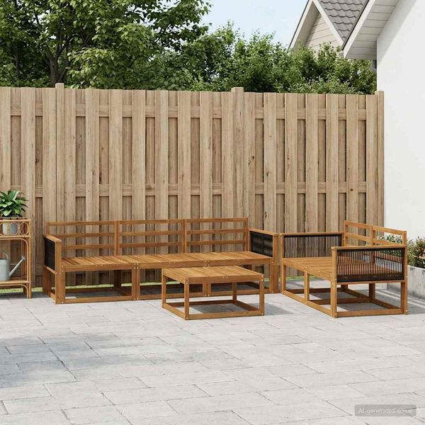 vidaXL Záhradná súprava gaučov 6 pcs Prírodná Pevné akáciové drevo