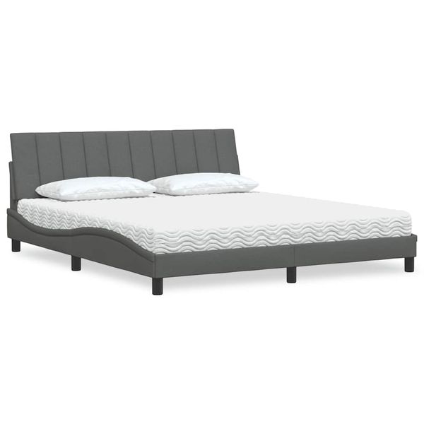 vidaXL Posteľ s matracom Hanko tmavosivá 180x200 cm látka