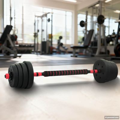 vidaXL 2-v-1 set činiek a činky 30 kg Čierna a červená