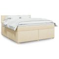 vidaXL Posteľný rám boxspring s matracom krémový 180x200 cm látka